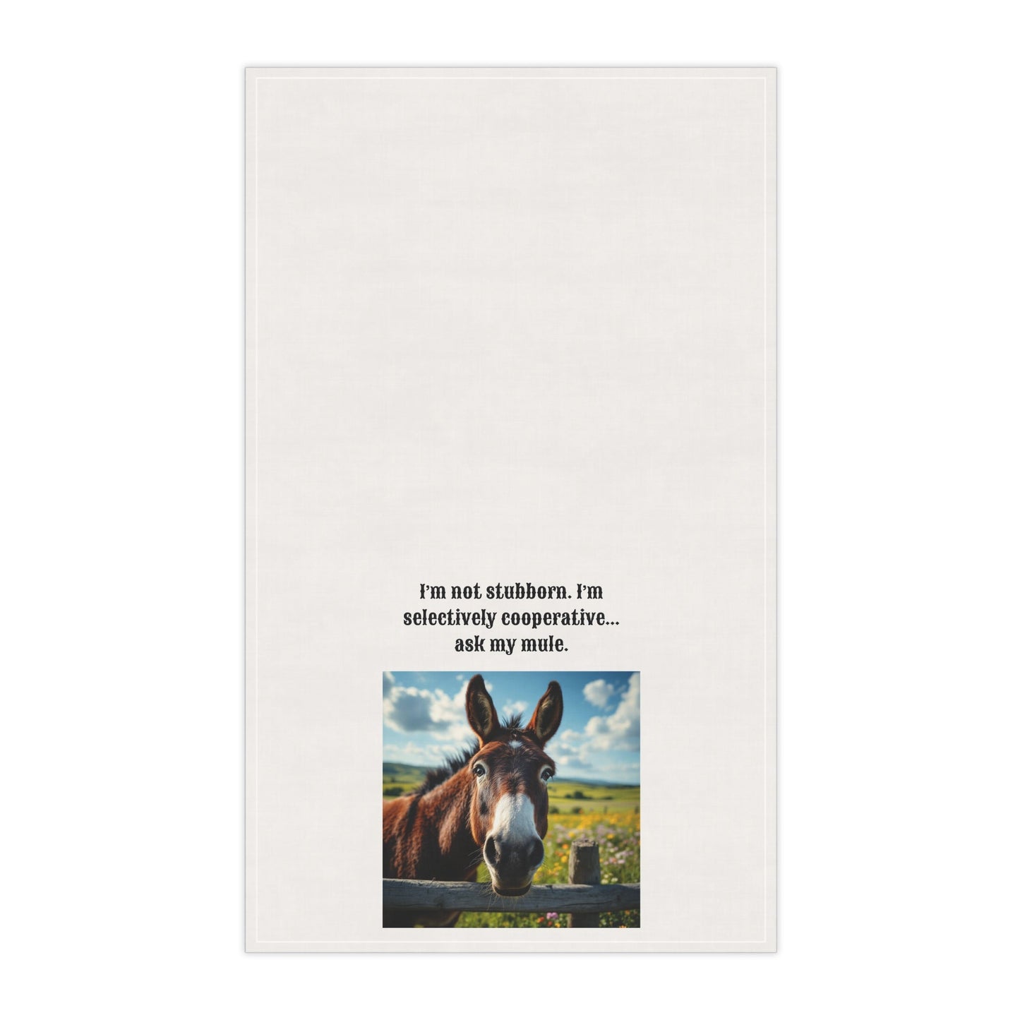 Humorous Mule themed Tea Towel, Funny Kitchen Towels, Gifts for Mule Lovers, Farmhouse Decor, Equine Humor Kitchenware