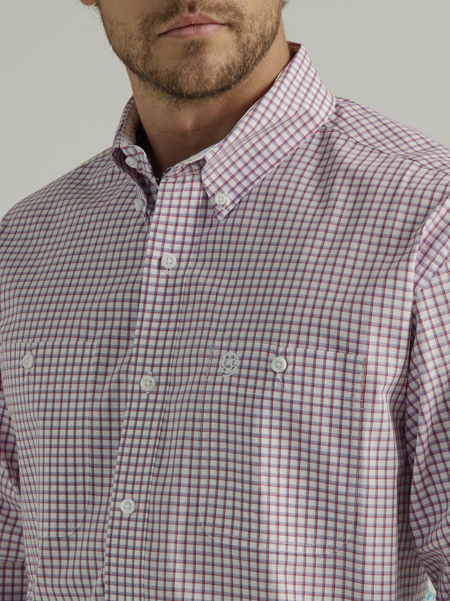 George Strait® Long Sleeve Button Down Two Pocket Plaid Shirt