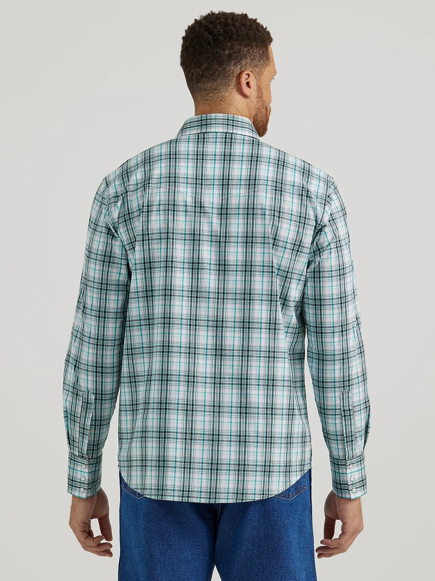 Men's Wrinkle Resist Long Sleeve Western Snap- Turquoise