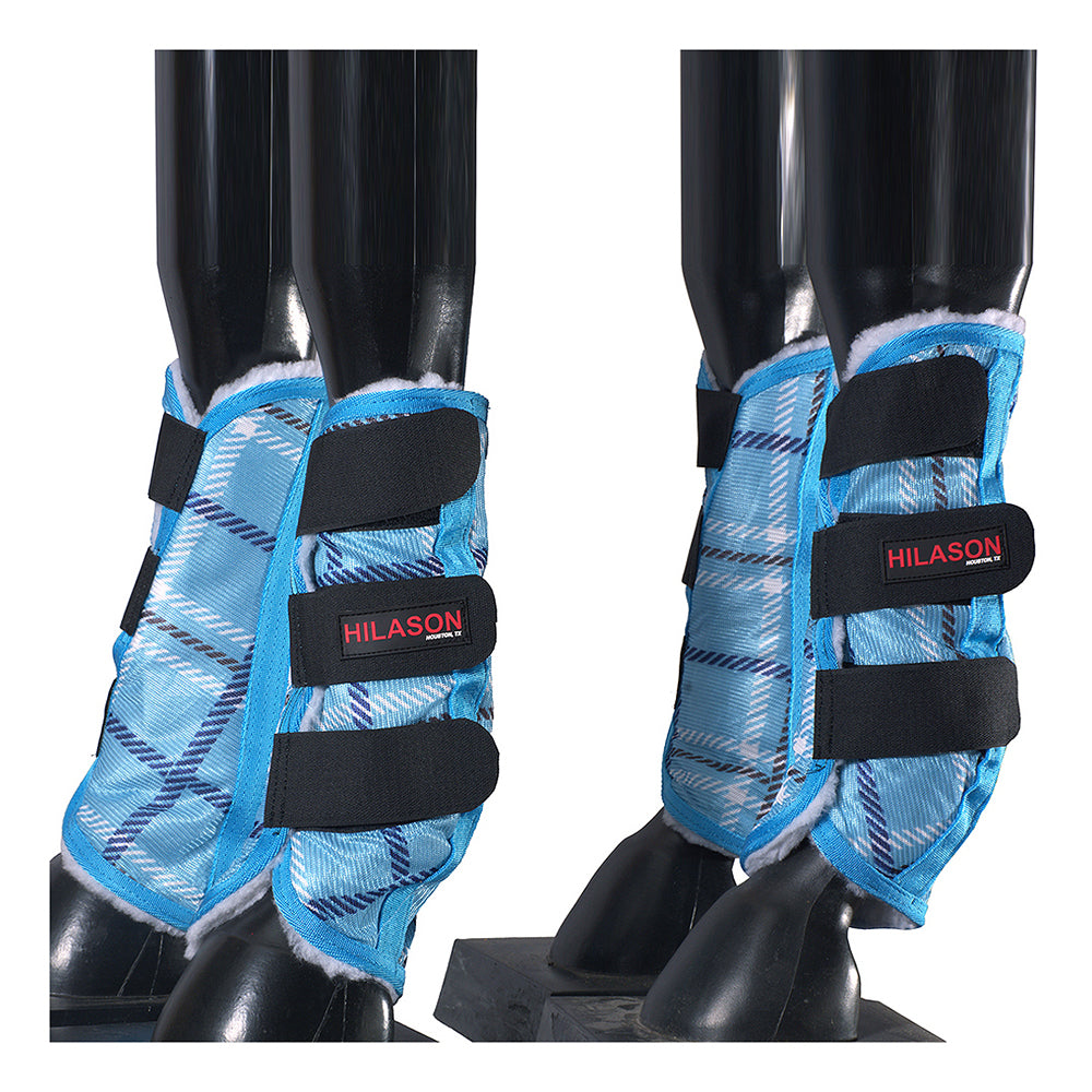 Medium Hilason Horse Fly Boots Uv Protection Fleece Lined 4 Pack Plaid