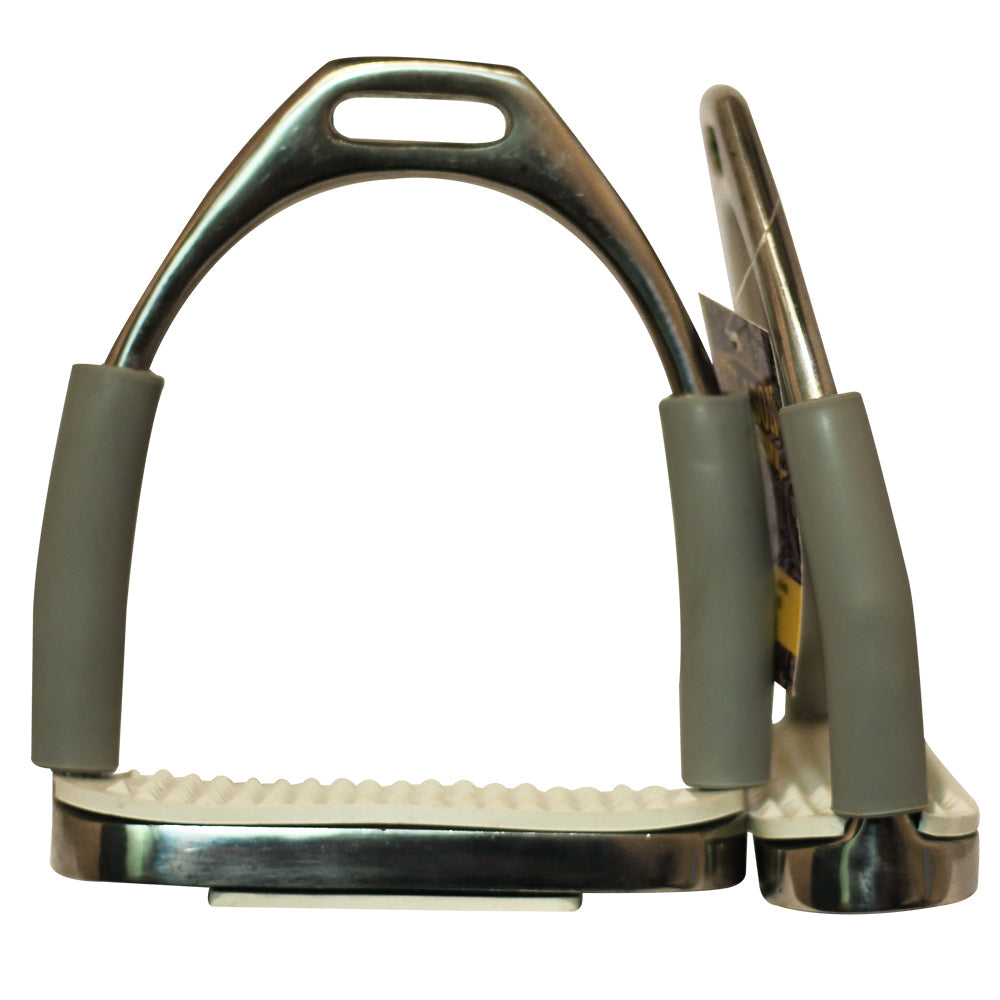 Hilason Stainless Steel Flex Horse Stirrups White Pads English Saddle
