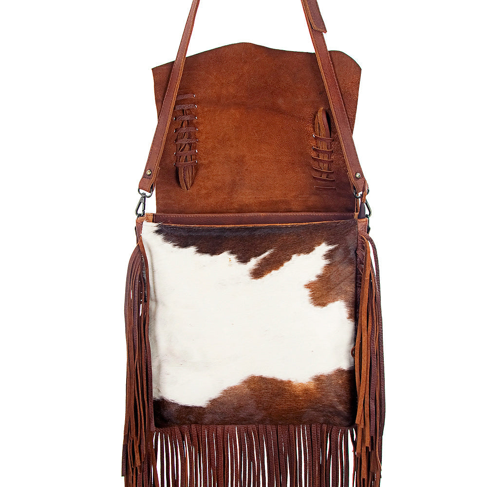 American Darling ADBG384BRWBR Messenger Hair-On Genuine Leather Women Bag Western Handbag Purse