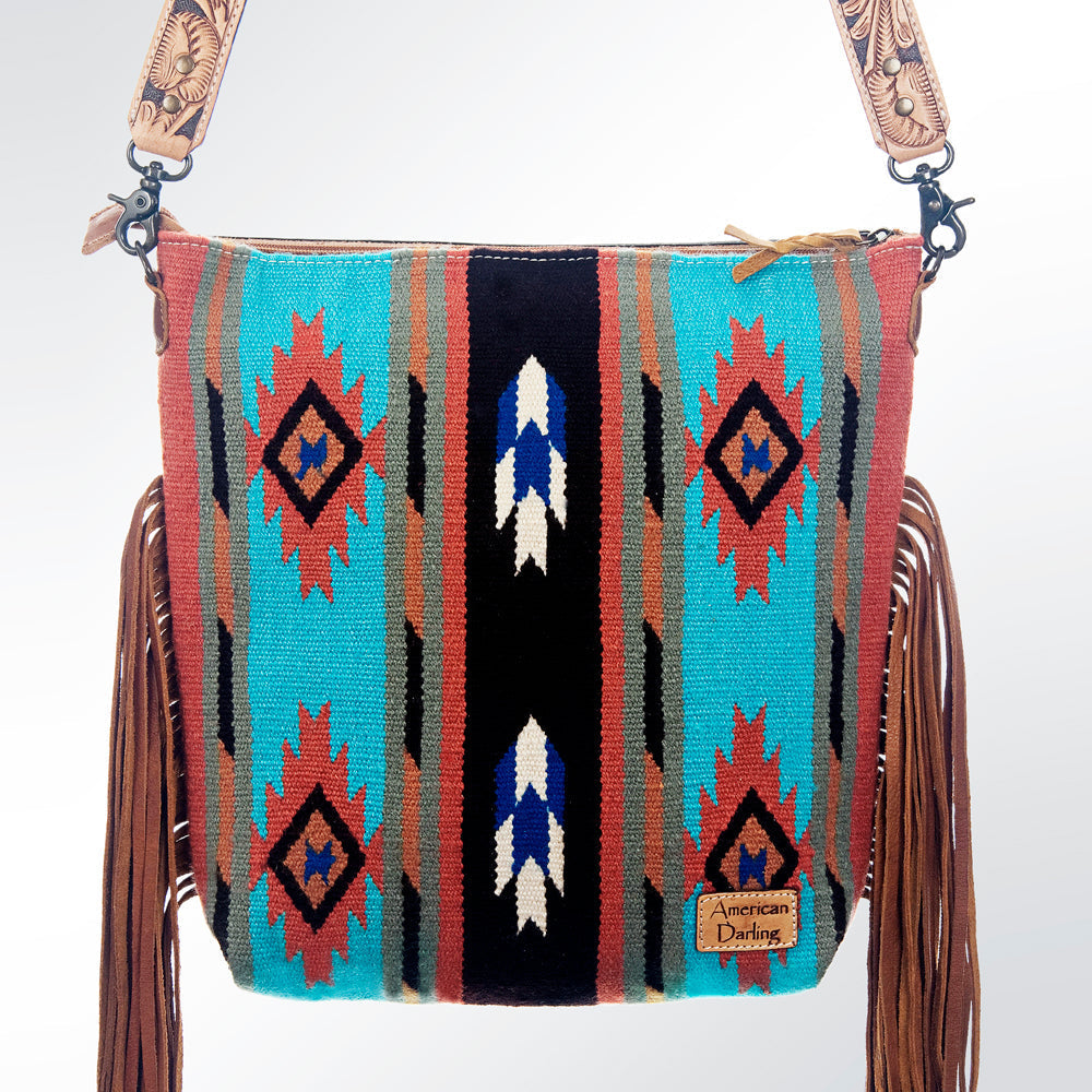 American Darling ADBG207DAR Signature Crossbody Hand Tooled Saddle Blanket Genuine Leather Women Bag Western Handbag Purse