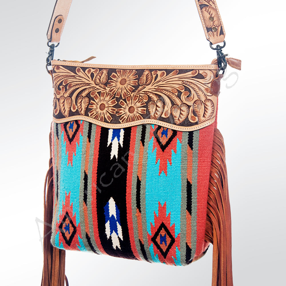 American Darling ADBG207DAR Signature Crossbody Hand Tooled Saddle Blanket Genuine Leather Women Bag Western Handbag Purse