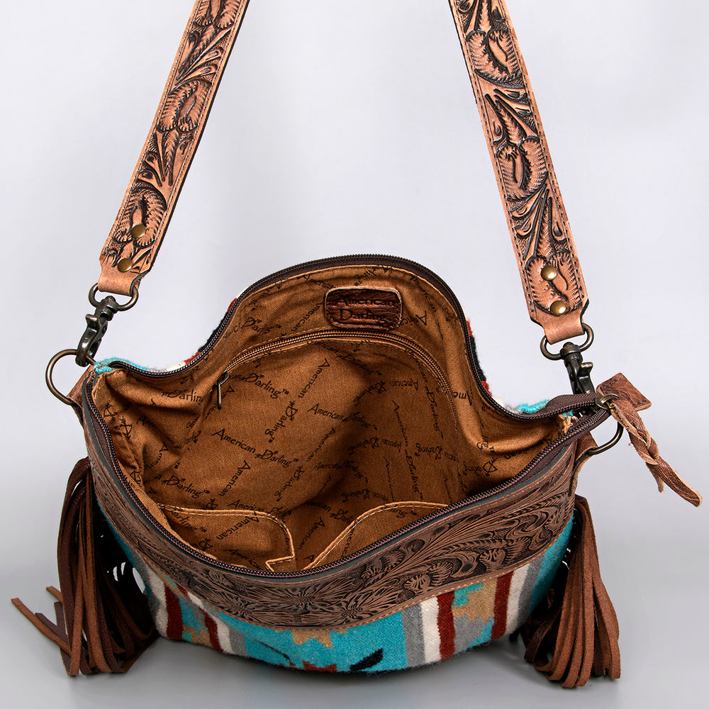 American Darling ADBG208DAR Signature Crossbody Hand Tooled Saddle Blanket Genuine Leather Women Bag Western Handbag Purse