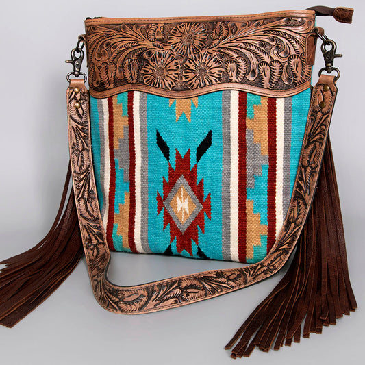 American Darling ADBG208DAR Signature Crossbody Hand Tooled Saddle Blanket Genuine Leather Women Bag Western Handbag Purse