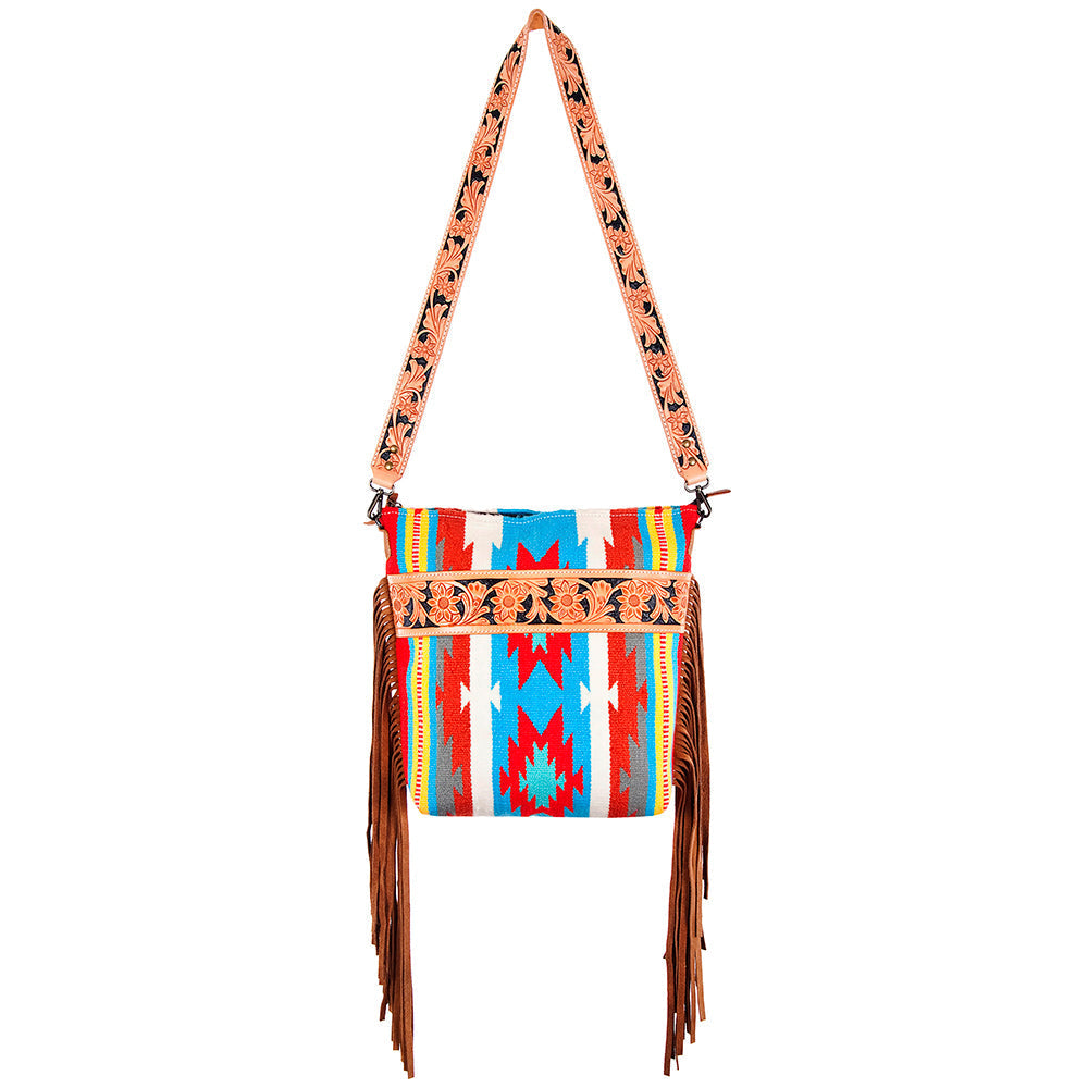 American Darling ADBG215DAR Large Crossbody Hand Tooled Saddle Blanket Genuine Leather Women Bag Western Handbag Purse