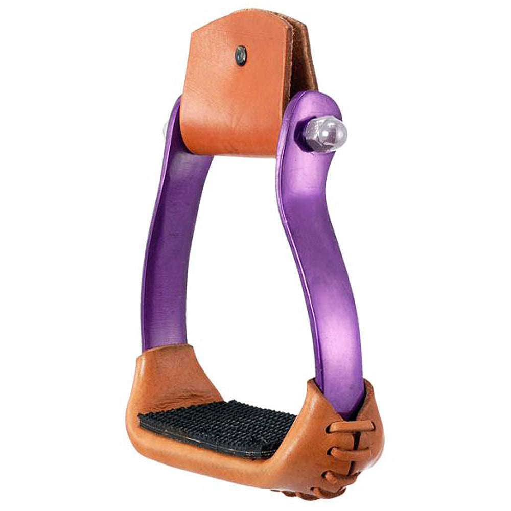 Tough 1 Aluminum Horse Barrel Stirrups Grip Tread Purple