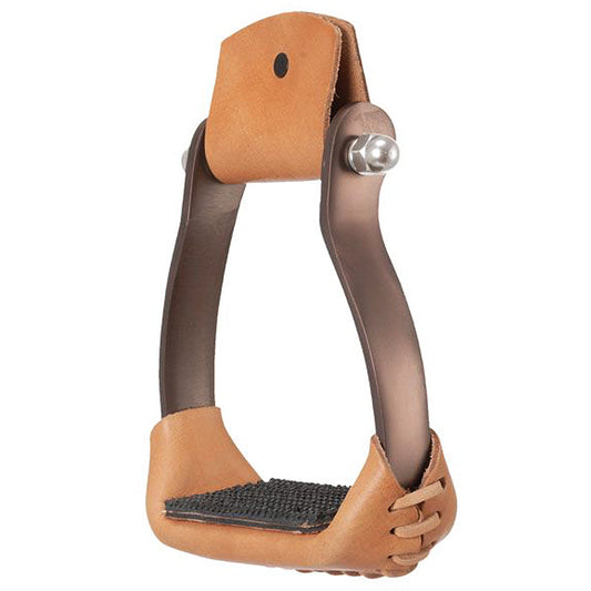 Tough 1 Aluminum Horse Barrel Stirrups Grip Tread Brown