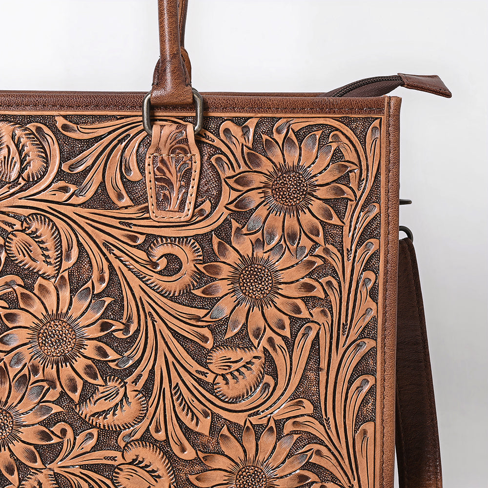 American Darling ADBG387BR Tote Hand Tooled Genuine Leather Women Bag Western Handbag Purse