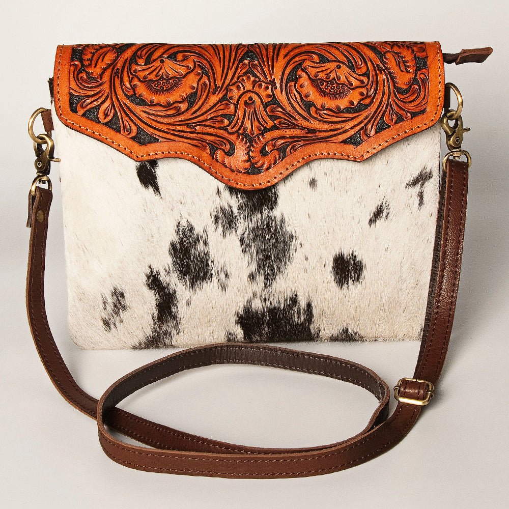 American Darling  Envelope Hand Tooled Hair On Genuine Leather Women Bag Western Handbag Purse