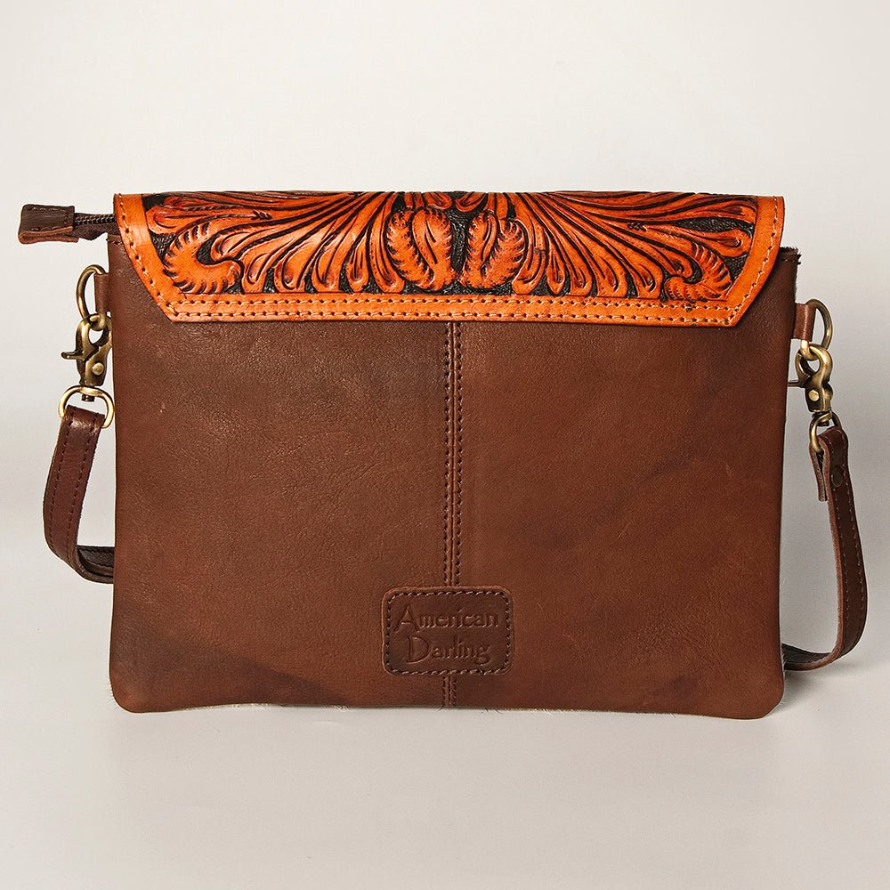 American Darling  Envelope Hand Tooled Hair On Genuine Leather Women Bag Western Handbag Purse
