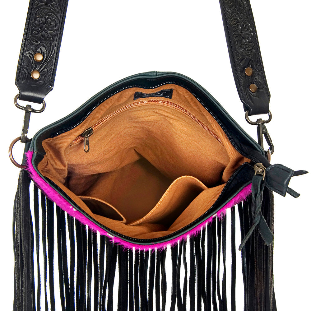 American Darling ADBGS192PKACSL Messenger Hair On Genuine Leather Women Bag Western Handbag Purse