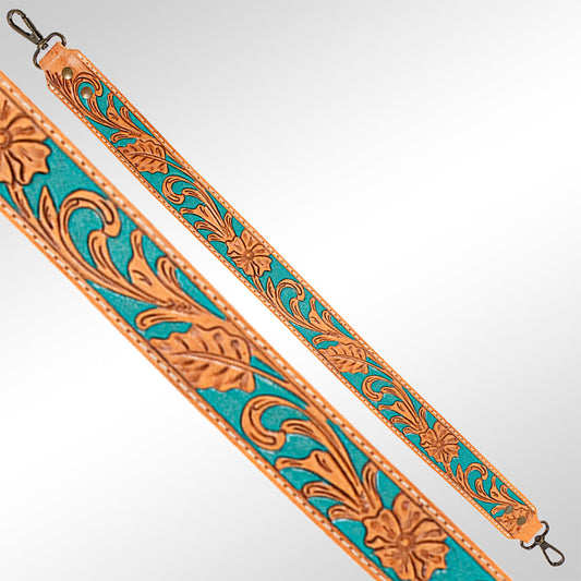 American Darling ADBT103-28 Hand Tooled Genuine Leather Crossbody Handle Strap For Bags