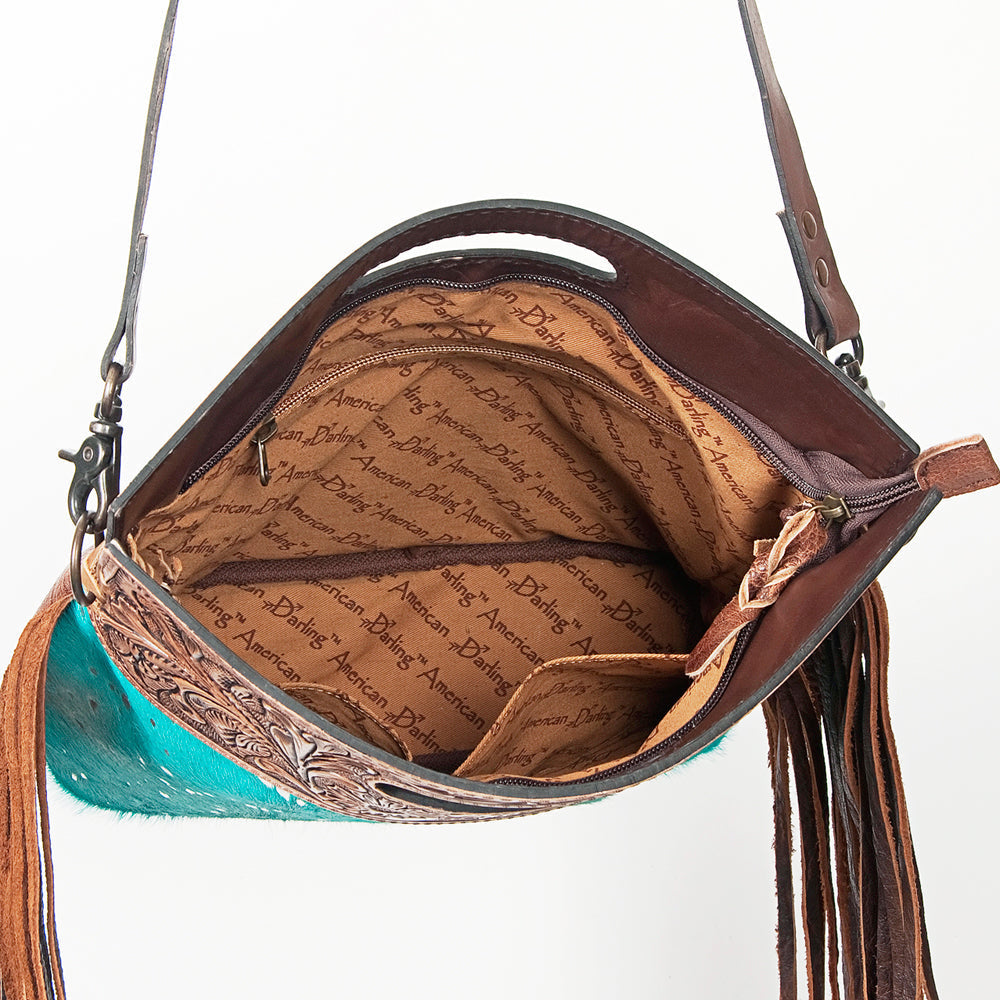 American Darling Clutch Hand Tooled Saddle Blanket Fabric Genuine Leather Western Women Bag Handbag Purse | Purses for Cute