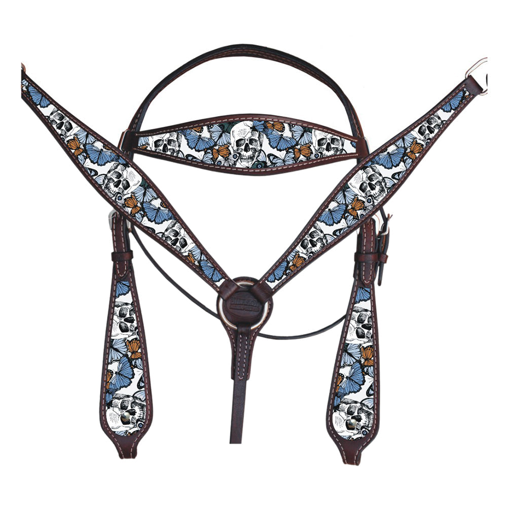 Western Horse Headstall Breast Collar Set Tack American Leather  Hilason