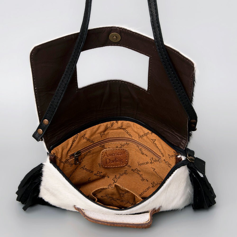 American Darling Hand Tooled Hair-On Genuine Leather Women Bag Western Handbag Purse