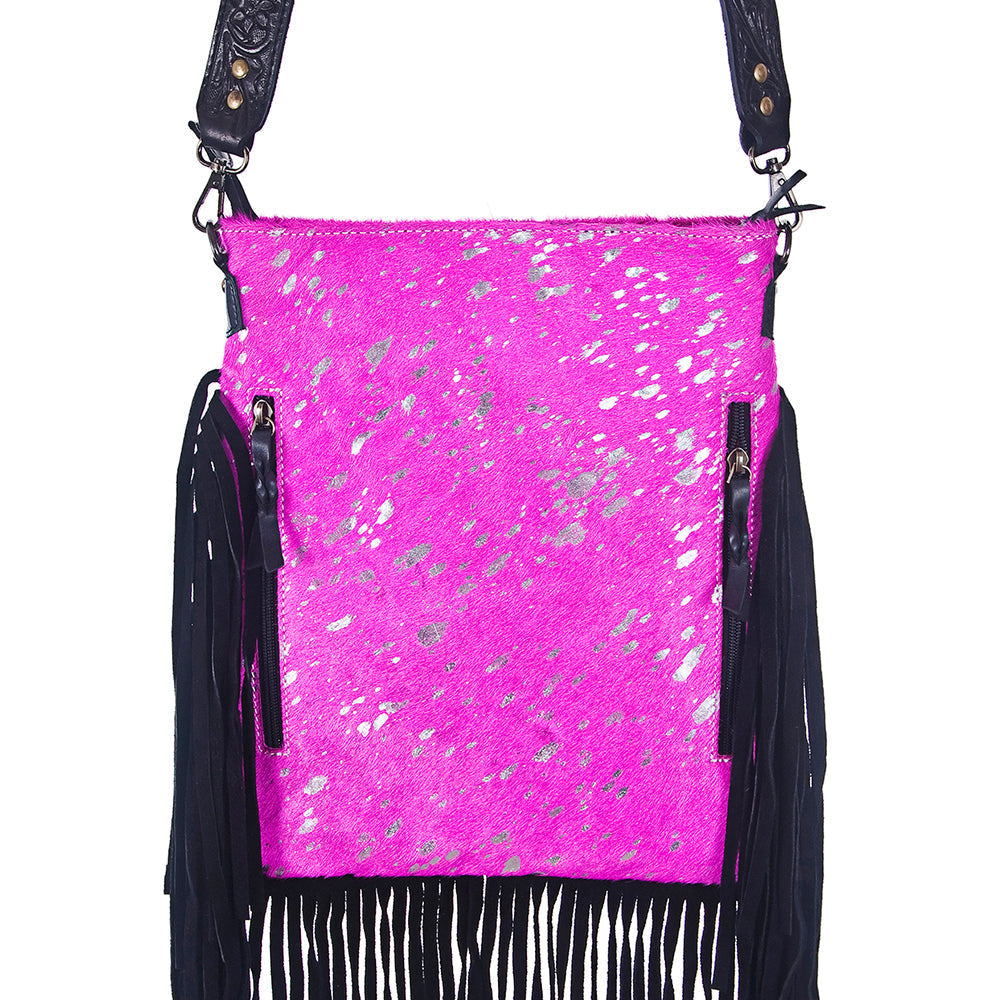 American Darling ADBGS192PKACSLBK Messenger Hair On Genuine Leather Women Bag Western Handbag Purse