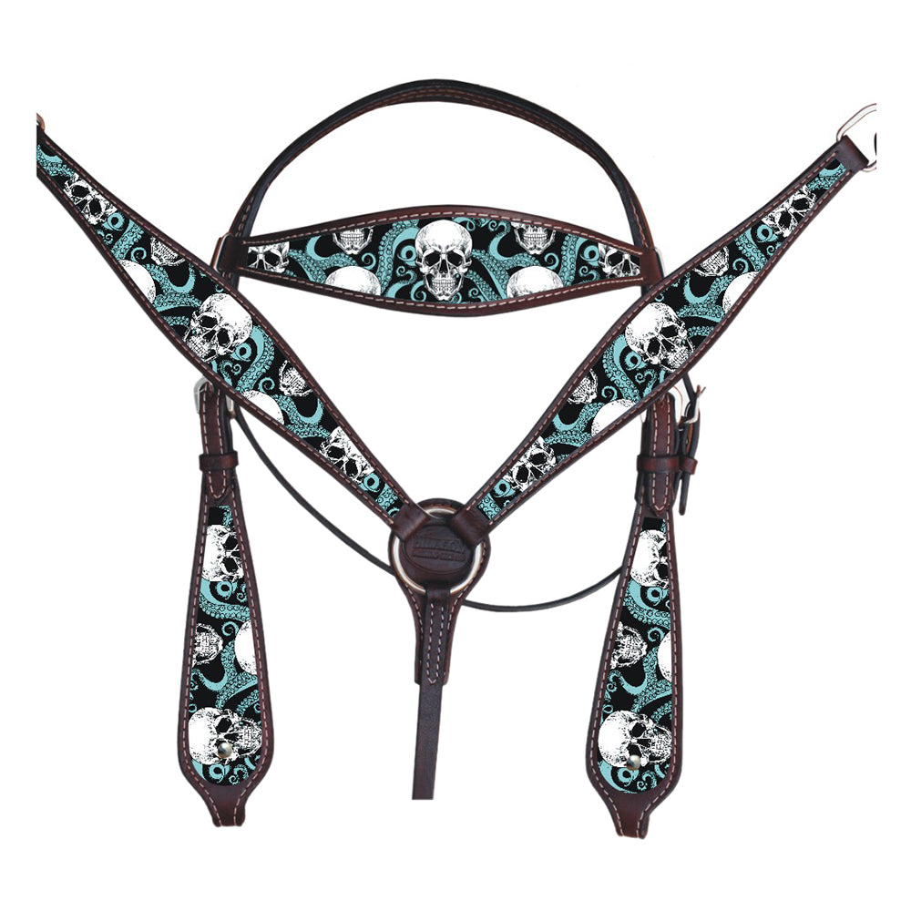 Western Horse Headstall Breast Collar Set American Leather Hilason