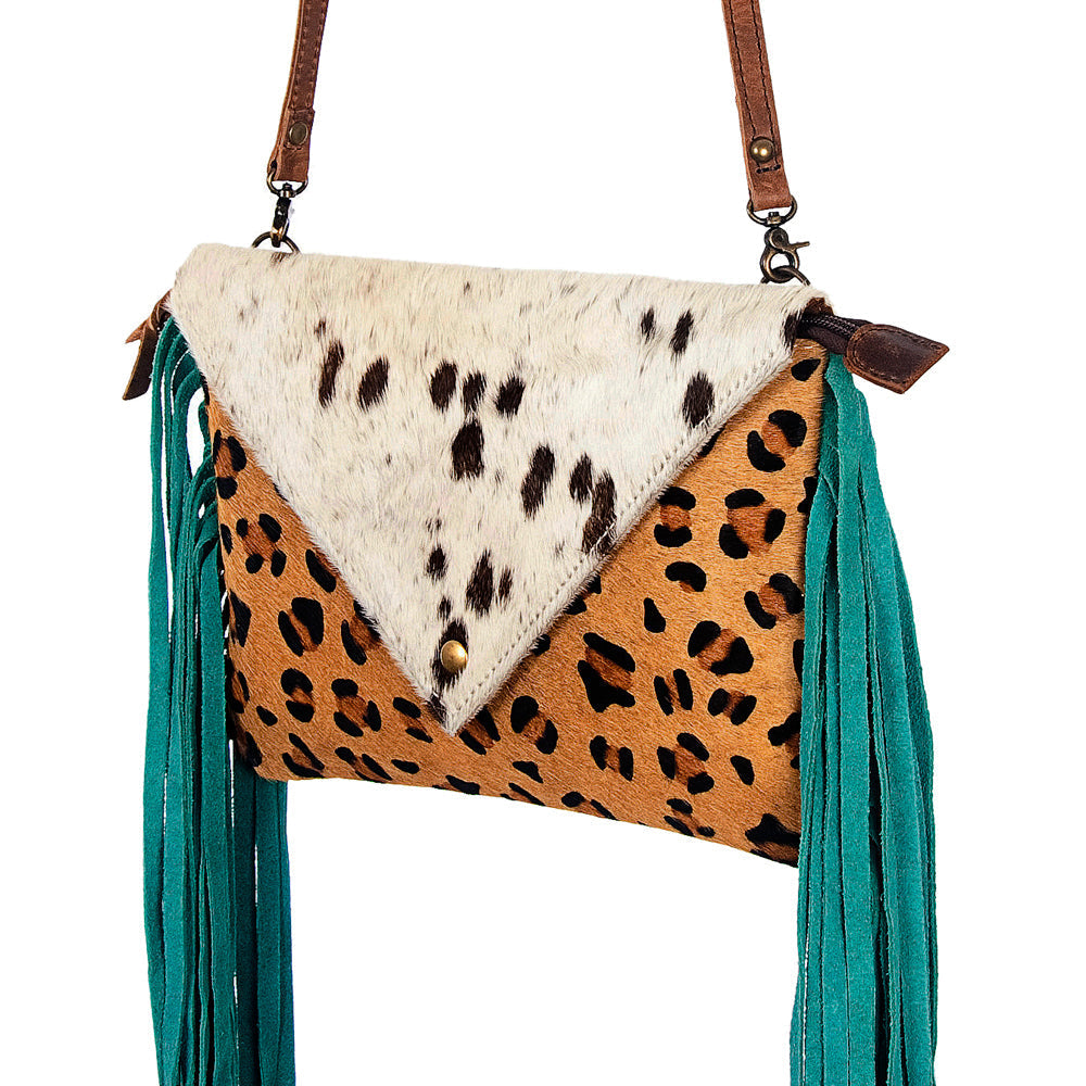 American Darling ADBG490CHEBRW Envelope Hair On Genuine Leather Women Bag Western Handbag Purse