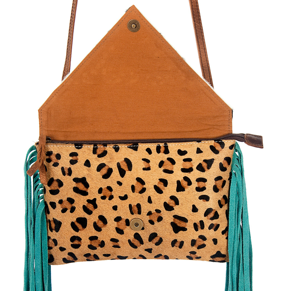 American Darling ADBG490CHEBRW Envelope Hair On Genuine Leather Women Bag Western Handbag Purse