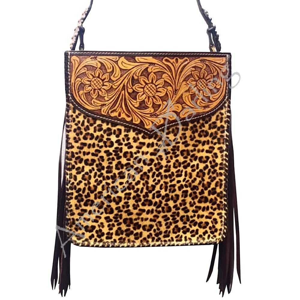 American Darling ADBGR101 Crossbody Hand Tooled Hair-On Genuine Leather Women Bag Western Handbag Purse