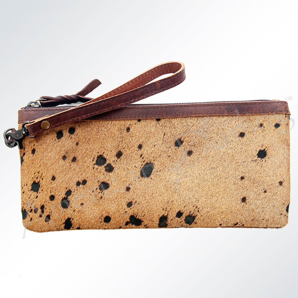 American Darling ADBG344BRAC1 Wristlet Hair On Genuine Leather Women Bag Western Handbag Purse