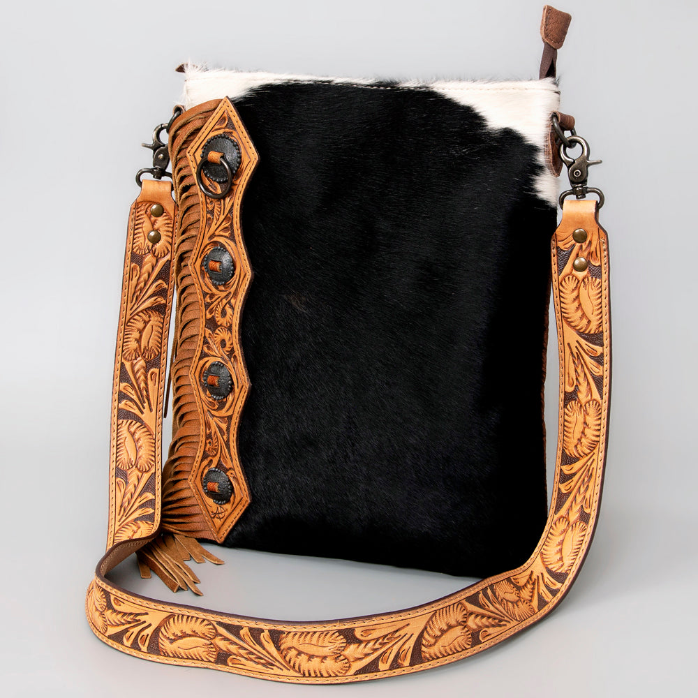 American Darling ADBG464BRW Chaps Bag Hand Tooled Hair On Genuine Leather Women Bag Western Handbag Purse