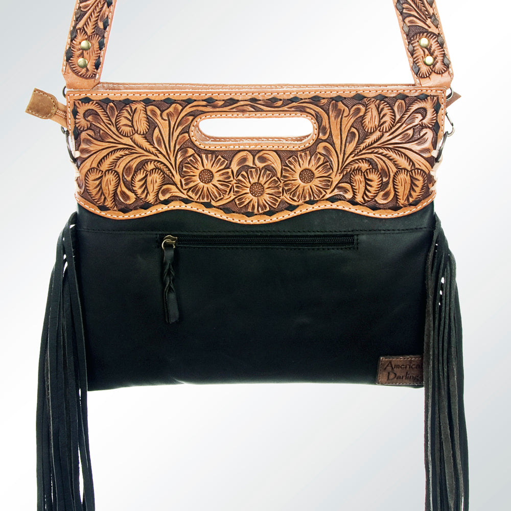 American Darling Clutch Hand Tooled Saddle Blanket Fabric Genuine Leather Western Women Bag Handbag Purse | Purses for Cute