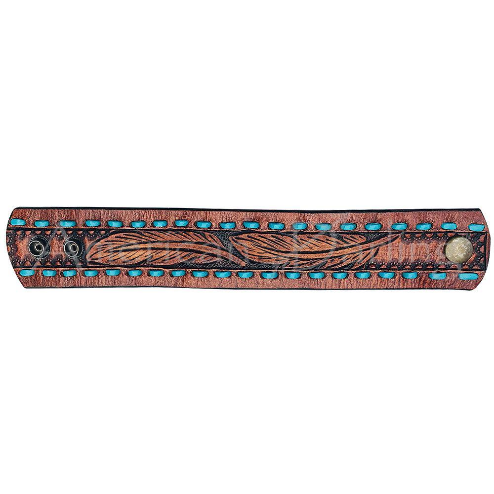 American Darling ADBRF111 Hand tooled carved Genuine Leather Bracelet women