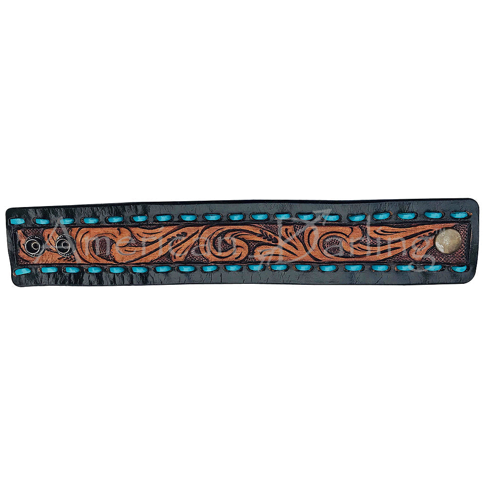 American Darling ADBRF116 Hand tooled carved Genuine Leather Bracelet women