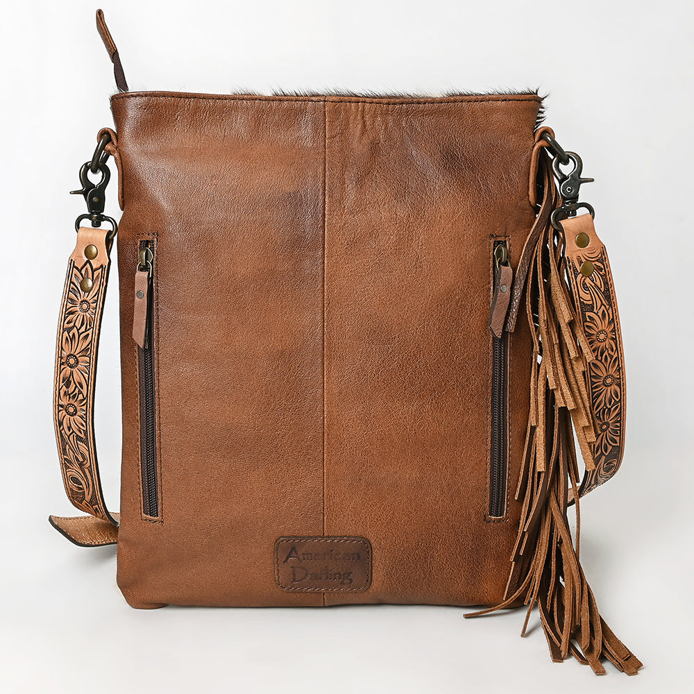 ADBG465BRW American Darling Hand Tooled Hair On Genuine Leather Women Bag Western Handbag Purse