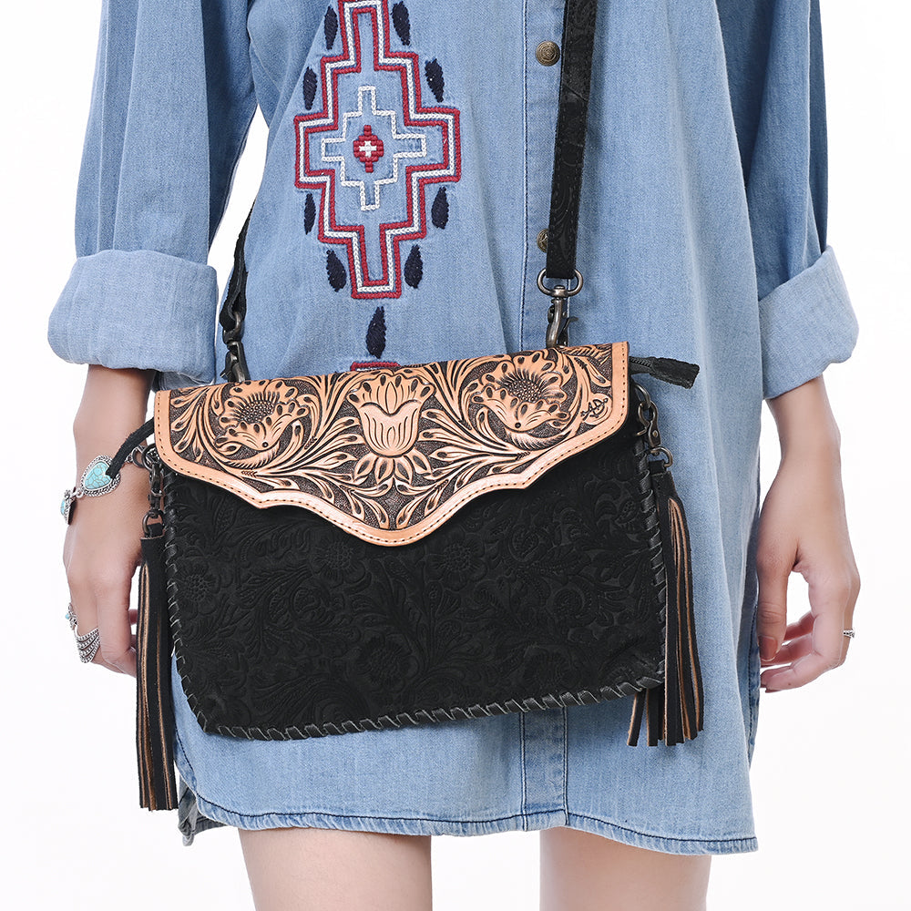 American Darling ADBGD113 Envelope Hand Tooled Genuine Leather Women Bag Western Handbag Purse