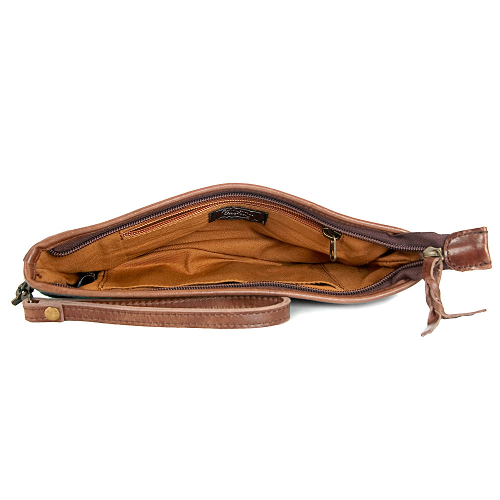 American Darling ADBG344TRQ3 Wristlet Embossed Genuine Leather Women Bag Western Handbag Purse