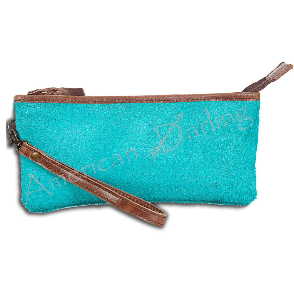 American Darling ADBG344TRQ3 Wristlet Embossed Genuine Leather Women Bag Western Handbag Purse