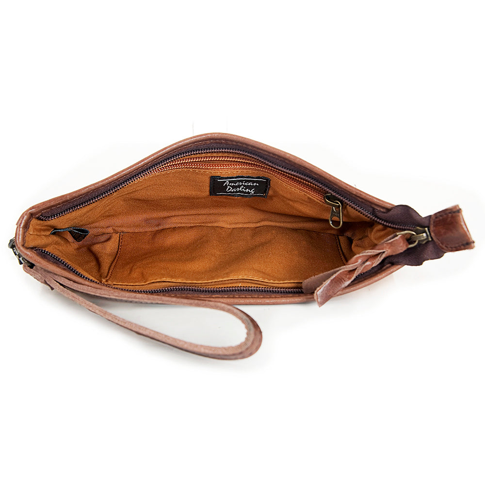 American Darling ADBG344YLAC2 Wristlet Hair On Genuine Leather Women Bag Western Handbag Purse