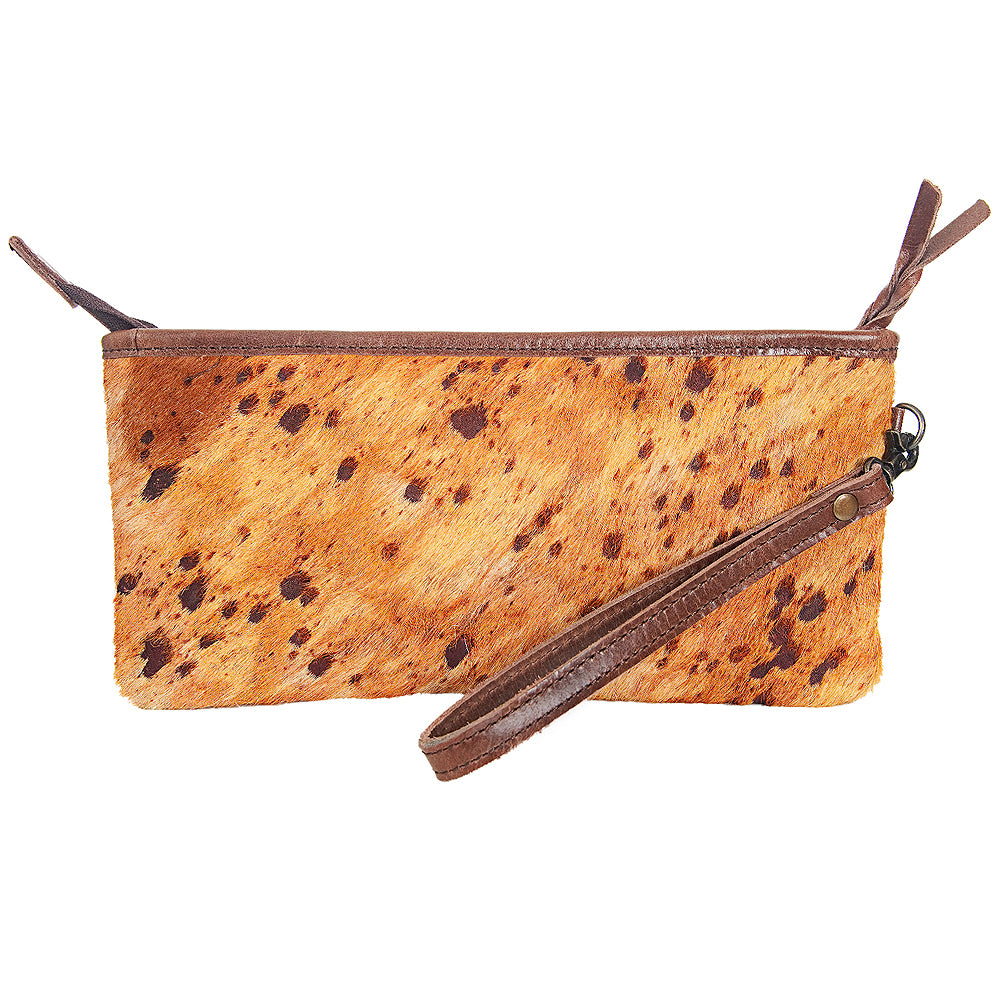 American Darling ADBG344YLAC2 Wristlet Hair On Genuine Leather Women Bag Western Handbag Purse
