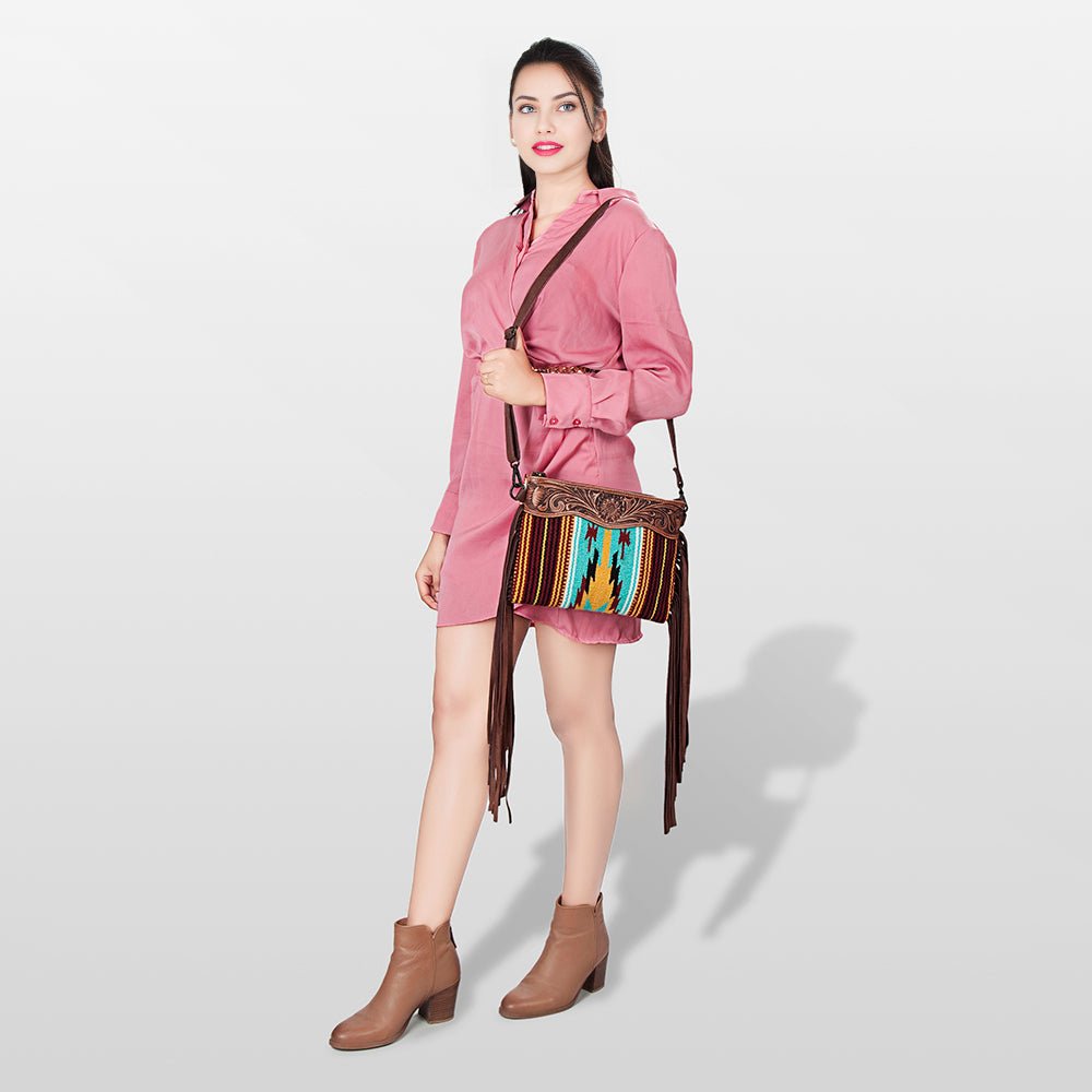 American Darling Cross Body Hand Tooled Saddle Blanket Genuine Leather Women Bag Western Handbag Purse