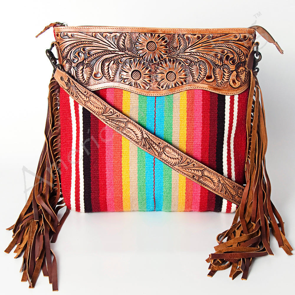 ADBGZ173R American Darling Hand Tooled Saddle Blanket Genuine Leather Women Bag Western Handbag Purse