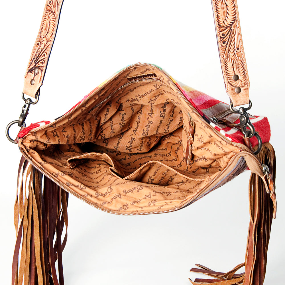 ADBGZ173R American Darling Hand Tooled Saddle Blanket Genuine Leather Women Bag Western Handbag Purse