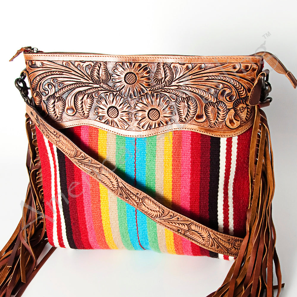 ADBGZ173R American Darling Hand Tooled Saddle Blanket Genuine Leather Women Bag Western Handbag Purse