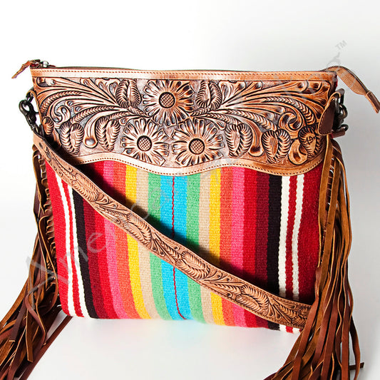 ADBGZ173R American Darling Hand Tooled Saddle Blanket Genuine Leather Women Bag Western Handbag Purse