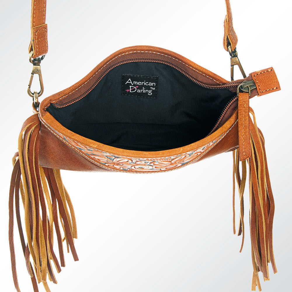 American Darling Small Crossbody Hand Tooled Hair On Genuine Leather Women Bag Western Handbag Purse