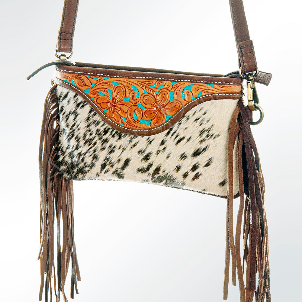 American Darling Small Crossbody Hand Tooled Hair On Genuine Leather Women Bag Western Handbag Purse