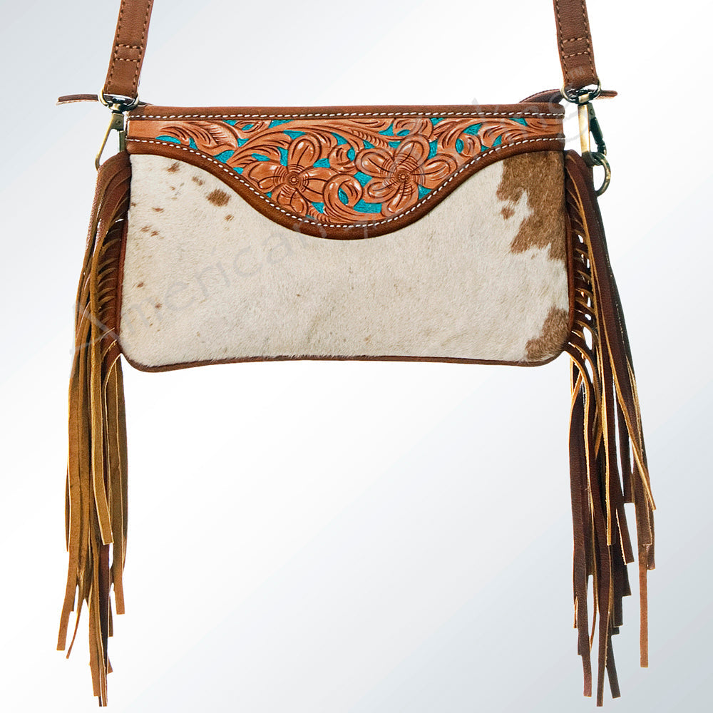 American Darling Small Crossbody Hand Tooled Hair On Genuine Leather Women Bag Western Handbag Purse
