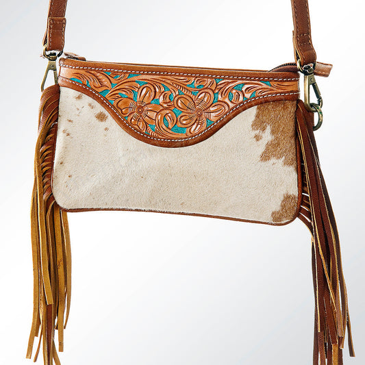 American Darling Small Crossbody Hand Tooled Hair On Genuine Leather Women Bag Western Handbag Purse