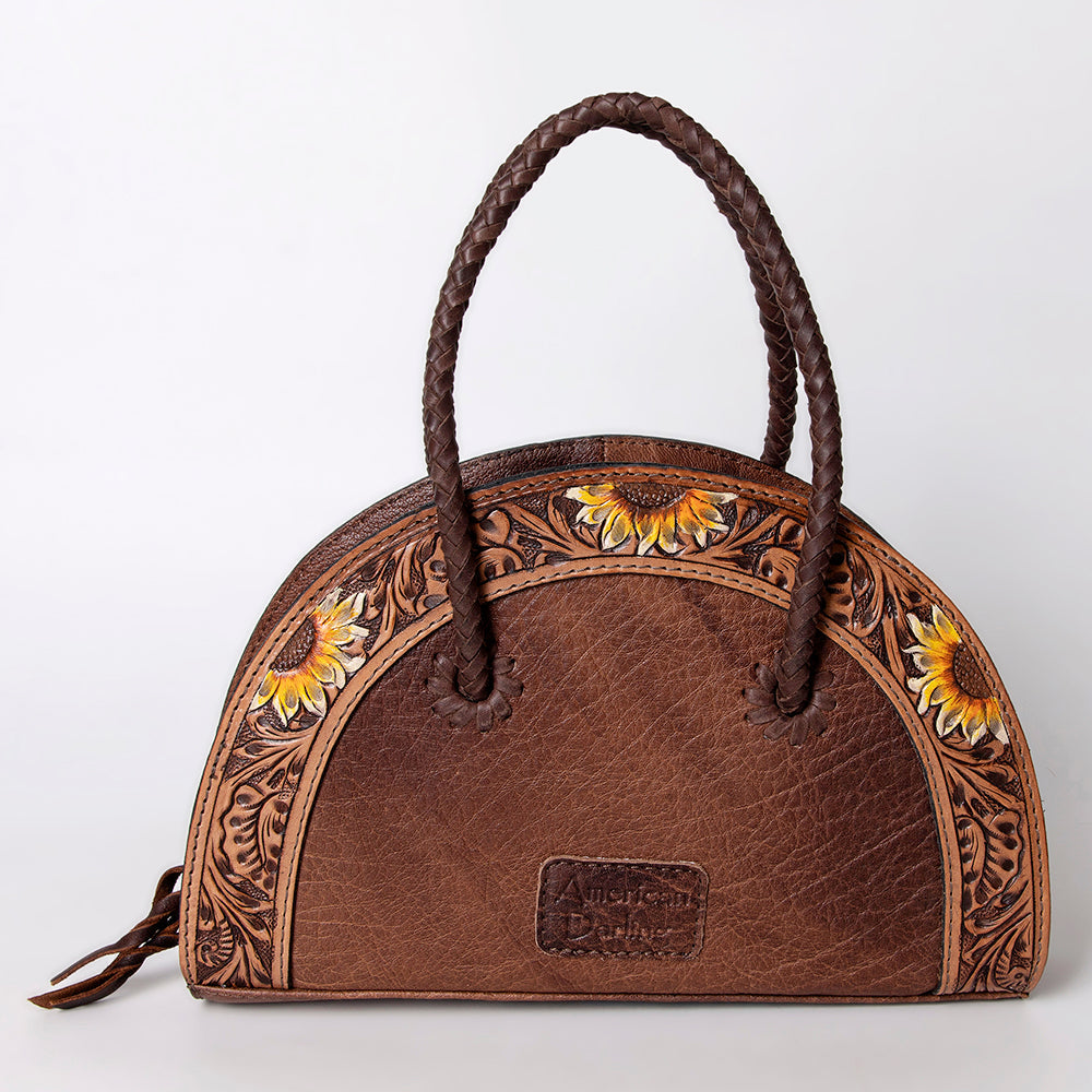 American Darling ADBG517BRW Taco Hand Tooled Hair-On Genuine Leather Women Bag Western Handbag Purse