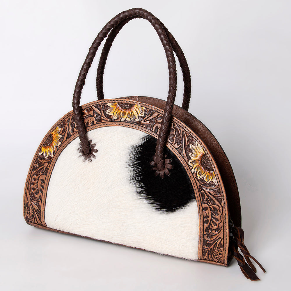 American Darling ADBG517BRW Taco Hand Tooled Hair-On Genuine Leather Women Bag Western Handbag Purse