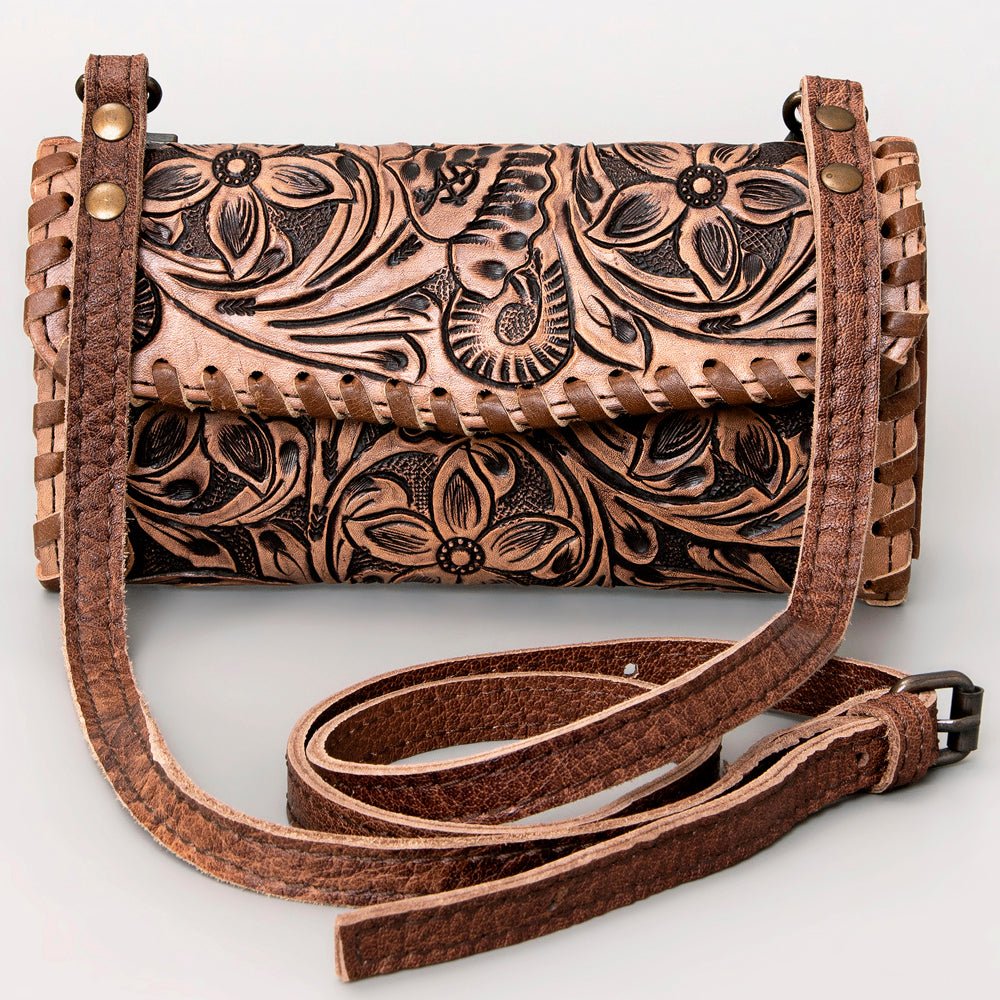 American Darling ADBG514BR Small Crossbody Hand Tooled Genuine Leather Women Bag Western Handbag Purse