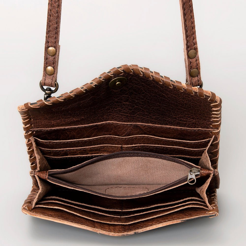 American Darling ADBG514BR Small Crossbody Hand Tooled Genuine Leather Women Bag Western Handbag Purse